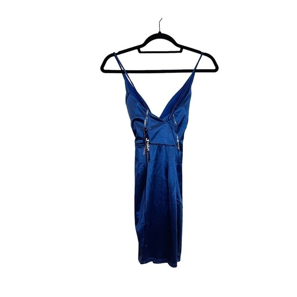 NEW Jump Apparel Deep V Plunge Neck Mini Prom Dress Royal Blue Size 1/2 / XS - Picture 8 of 10